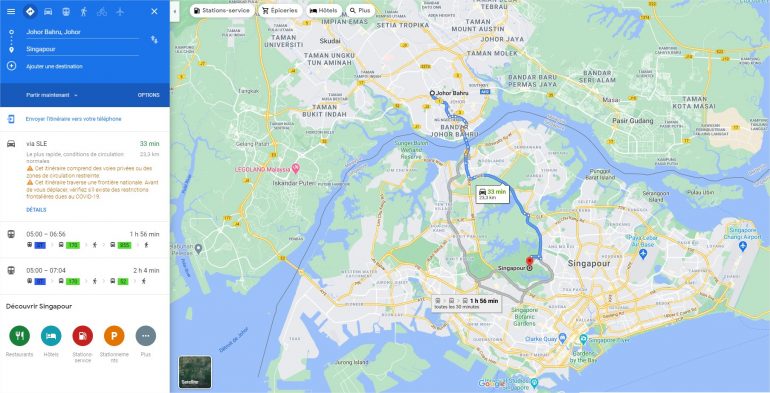 Johor Bahru vers Singapour