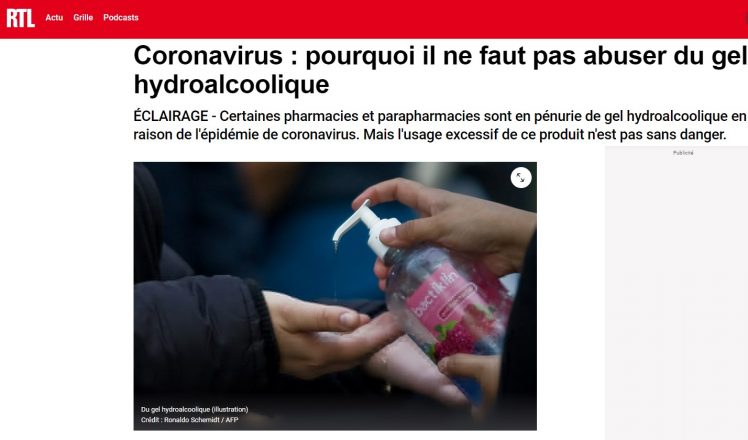 Le danger du gel hydroalcoolique
