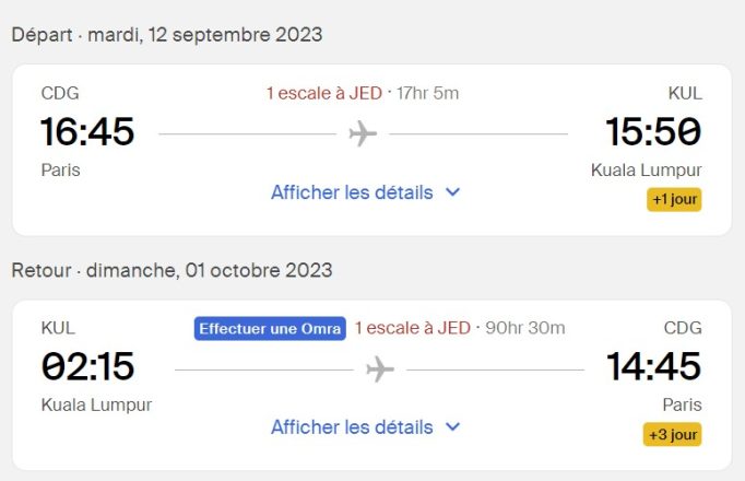 Vol France Malaisie La Mecque