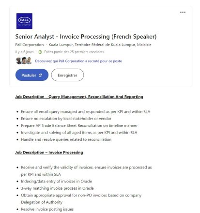 Offre d'emploi en Malaisie pour un consultant parlant français