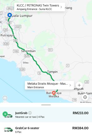 Prix transport voiture Kuala Lumpur vers Melaka